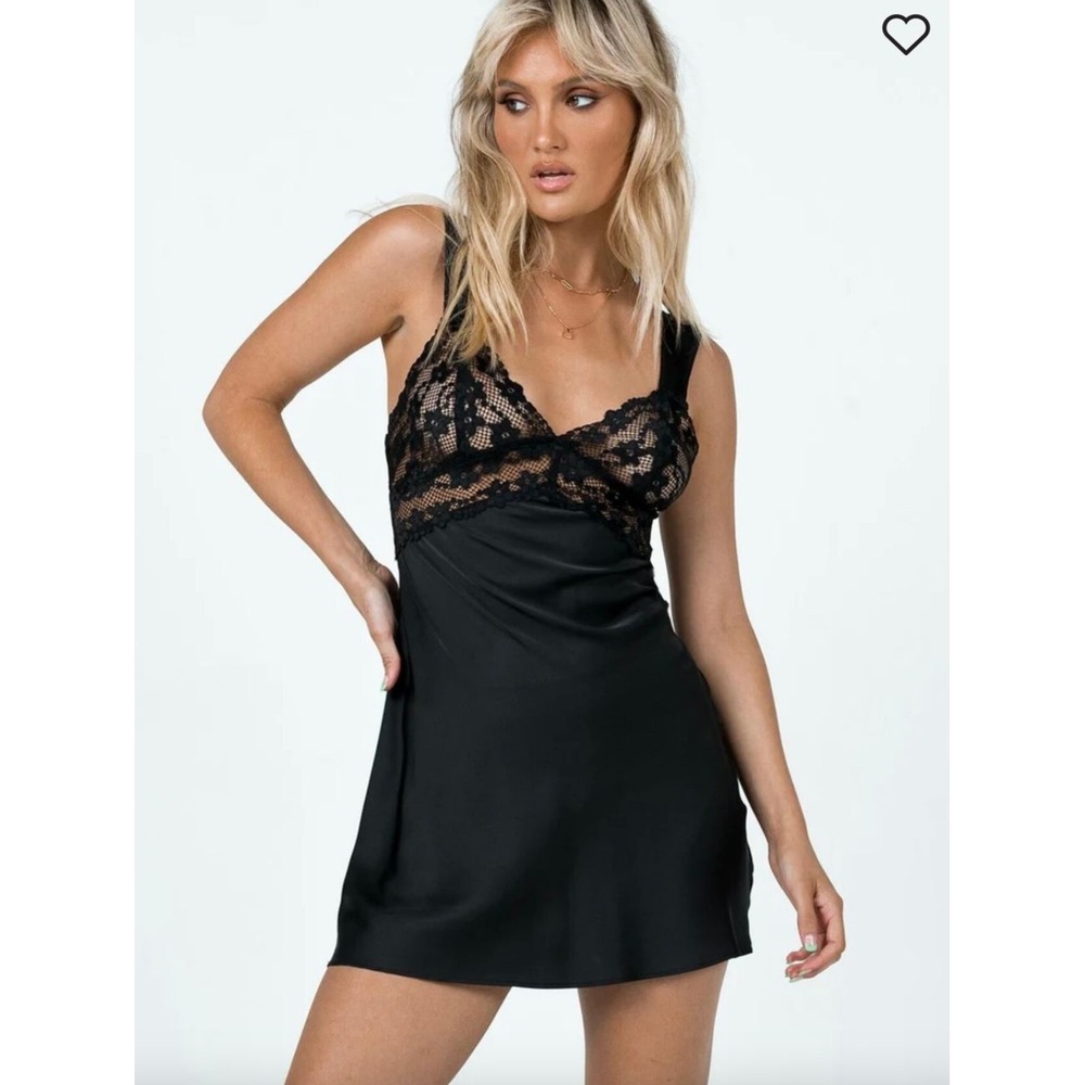 NWT Lioness Bel Air Mini Dress Black Lace Slip Whimsigoth Dark Romantic LBD L